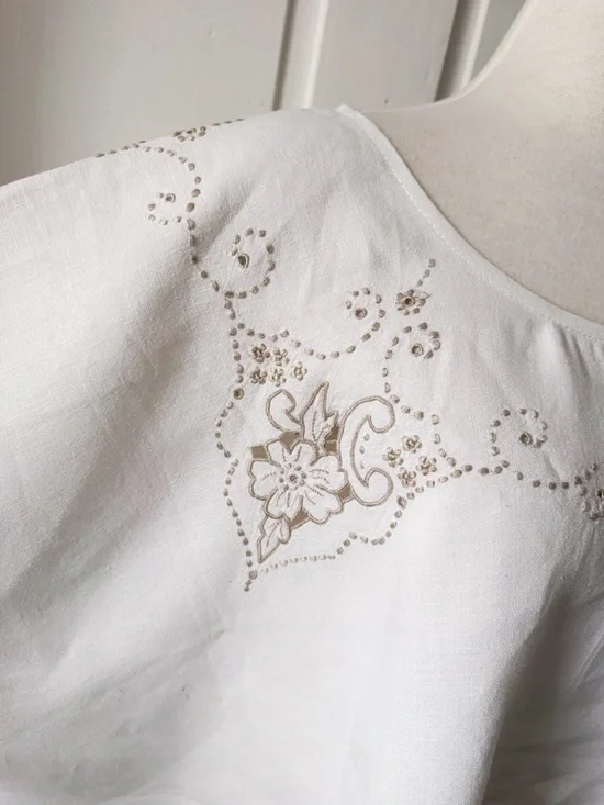 Handmade 🪡 🧵 Upcycled Vintage Linen Breezy Top - Picture 5 of 7